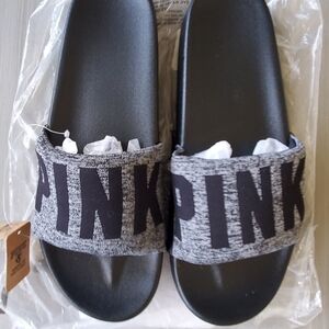 Black and Gray Slide Sandals